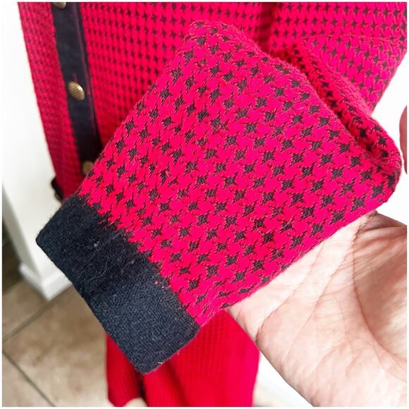 Robert Janan Designed By Eva Midi Vintage Houndstooth Dress Red & Black Size 6 - Picture 10 of 11